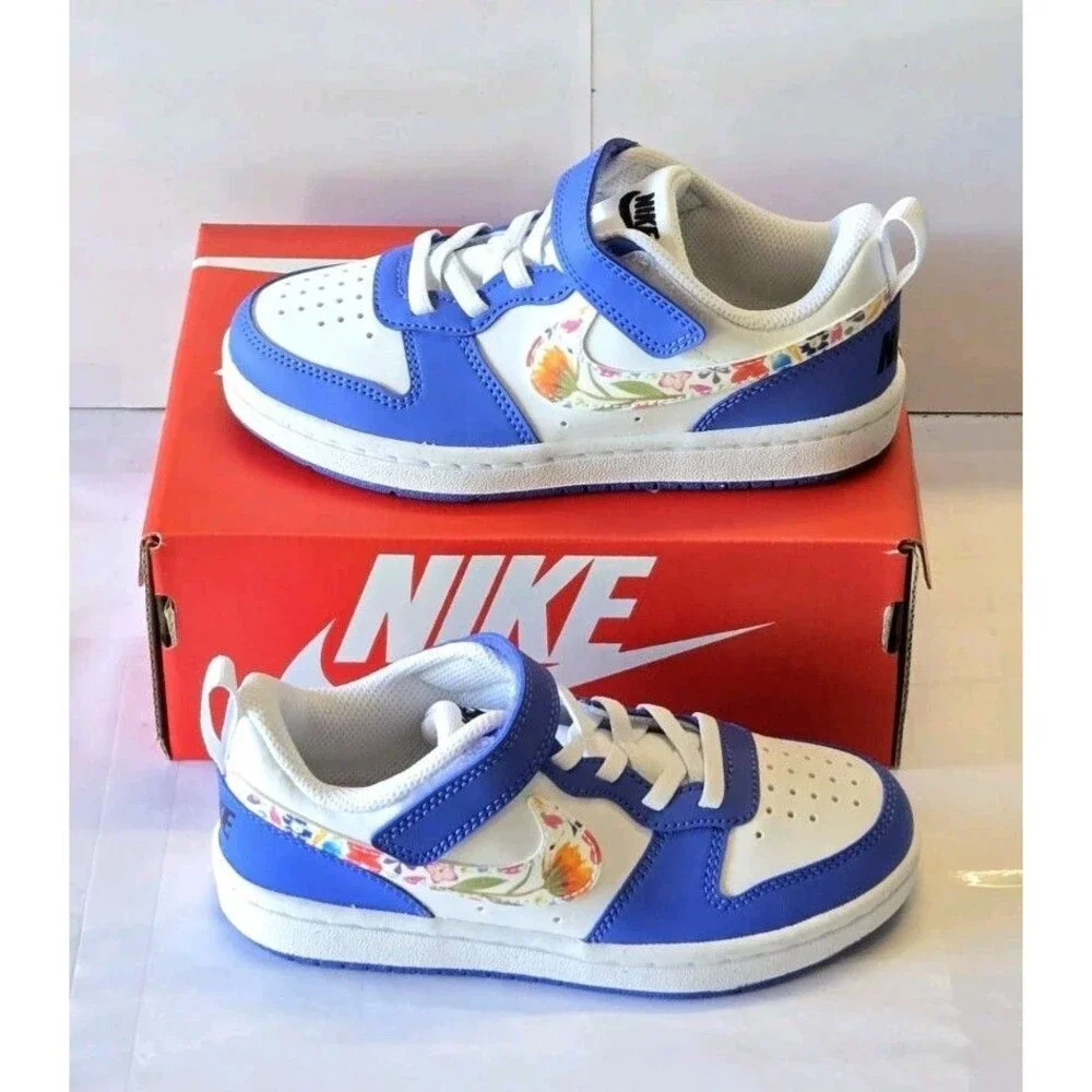Nike Court Borough Low (PS) Kids Hook & Loop Low Top Floral 12C Blue
